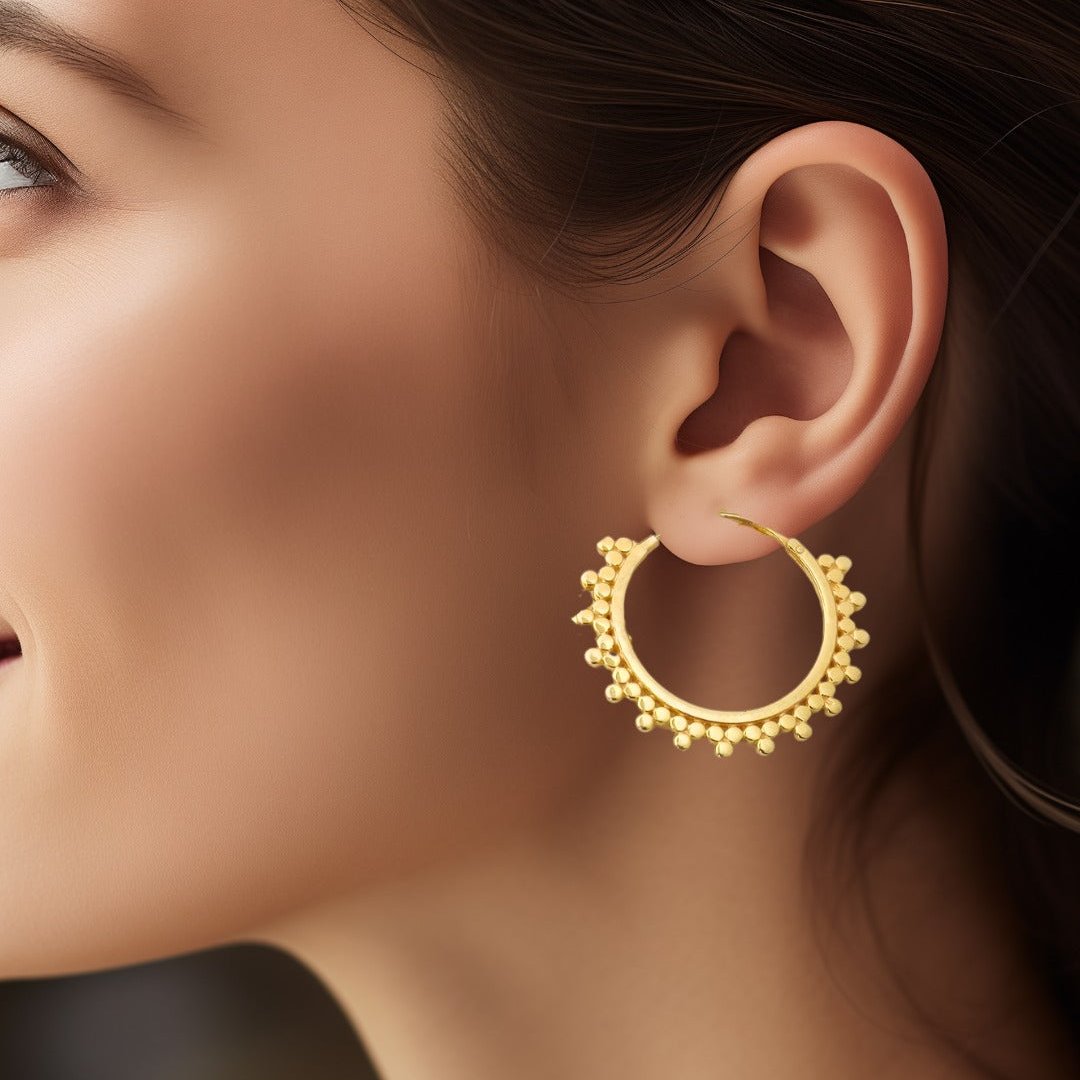 18kt Gold plated Dotted Hoops