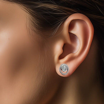 Silver mother-of-pearl Double Circle Stud
