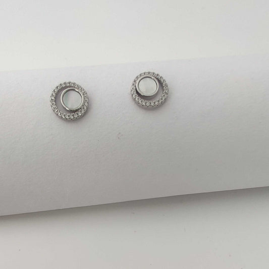 Silver mother-of-pearl Double Circle Stud