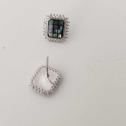 Silver Abalone Square Stud