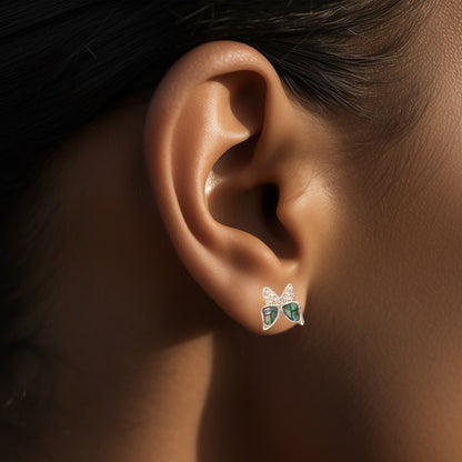 Silver Abalone Butterfly Stud