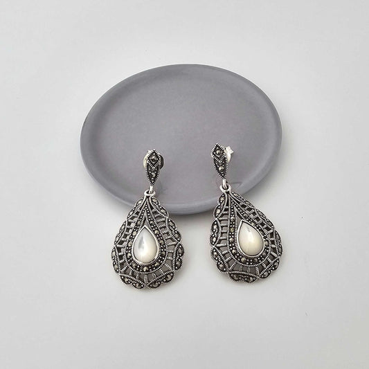 Silver SwissMarka Moonstone Jhumka