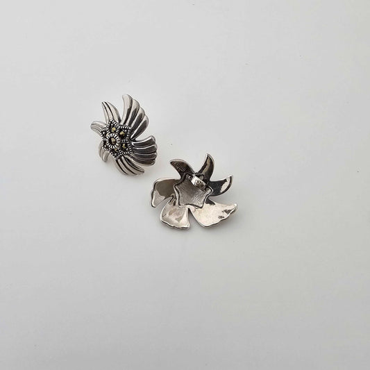 Silver SwissMarka Uneven Flower Petal Stud