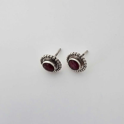 Silver RoundStud-Ruby