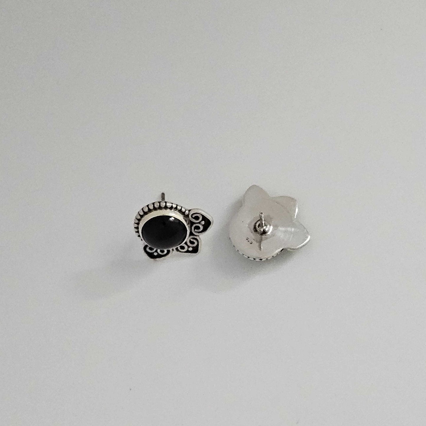 Silver Dark Red Big Stone Center Stud