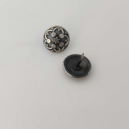 Silver 5 Dot Oxidised Stud