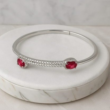 Silver Cutstone Bracelet Ruby