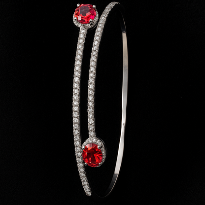 Silver Cutstone Bracelet Ruby