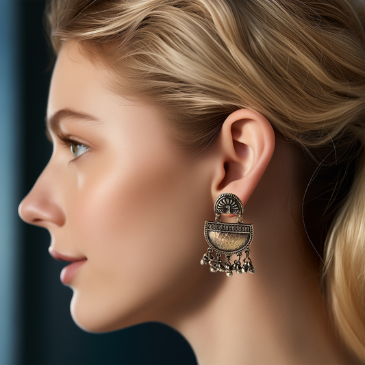 Peacock Jhumki in hammered texture