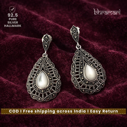 Silver SwissMarka Moonstone Jhumka