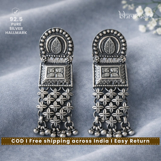 Leaf on square Jaali Jhumka