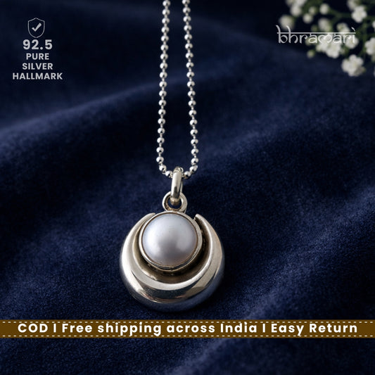 Silver Pearl Moon Pendant