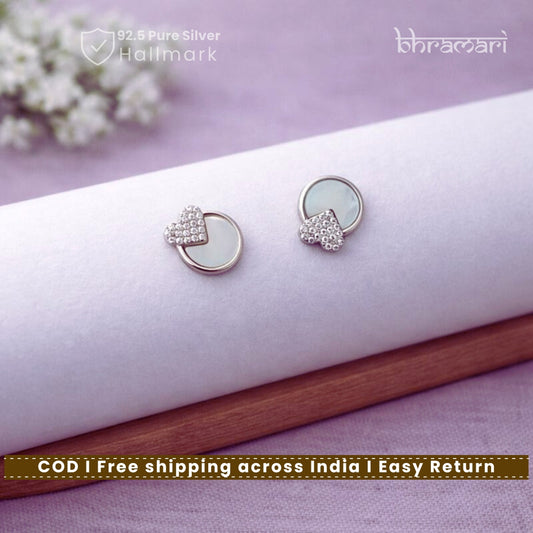 Silver mother-of-pearl Heart Stud