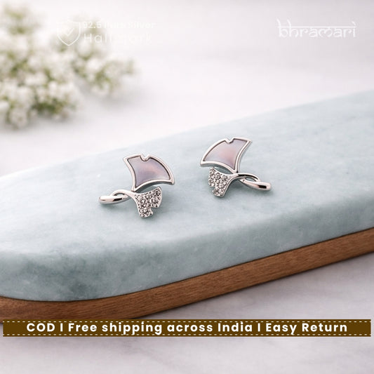 Silver mother-of-pearl DoublePetal Stud