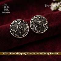 Silver Lucky Clover Disc Stud