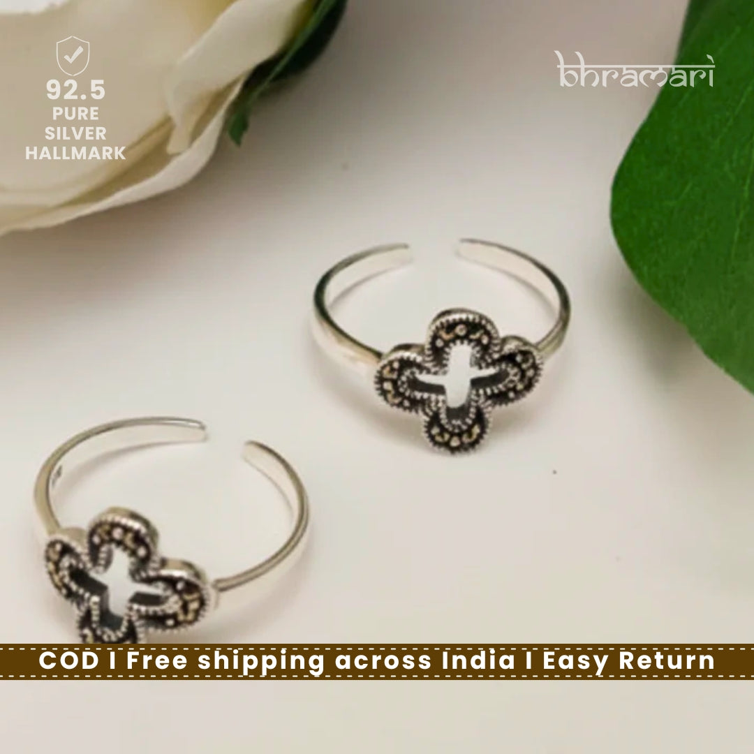 Swiss Marcasite Toe Ring-Clover- pair