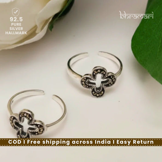 Swiss Marcasite Toe Ring-Clover- pair