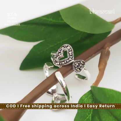 Swiss Marcasite Toe Ring-Heart2Heart- pair