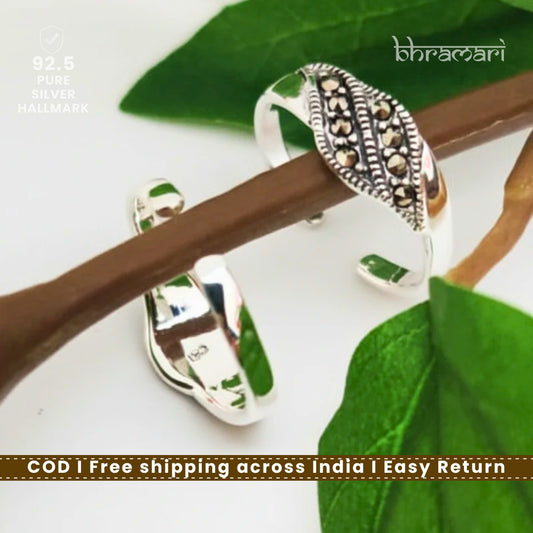 Swiss Marcasite Toe Ring-Double Row- pair