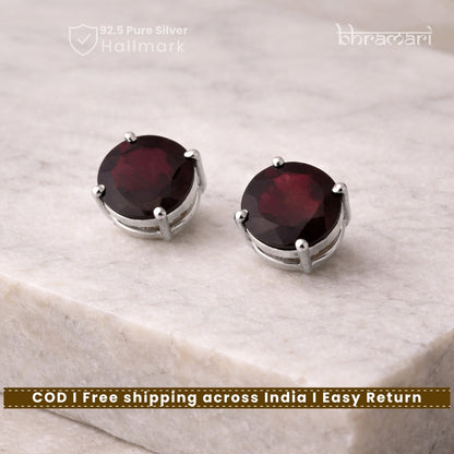 Silver Garnet Gleam Studs