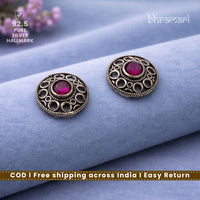 Silver Ruby-InCircle Stud
