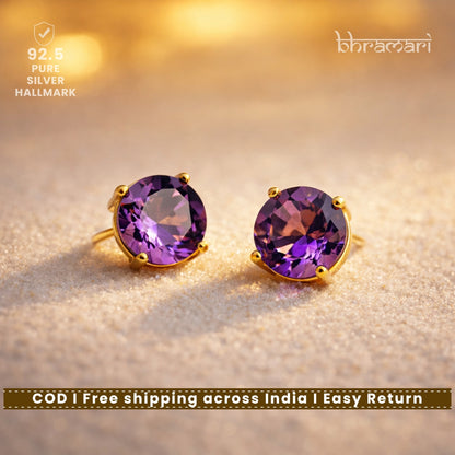 18kt Gold plated Amethyst Studs