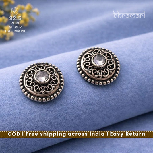 Silver Cutstone-InCircle Stud