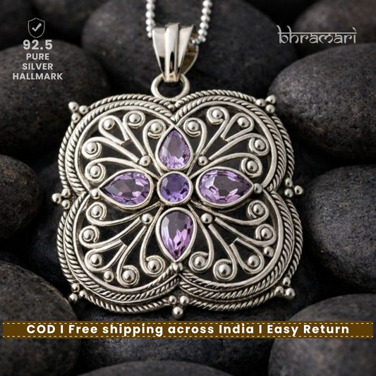 Amethyst Silver Pendant