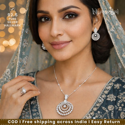 Eid-ka-Chand Cutstone Earring and Pendant Set