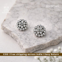 Silver Cutstone Zinnias Flower Stud