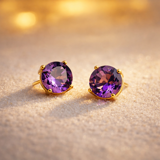 18kt Gold plated Amethyst Studs