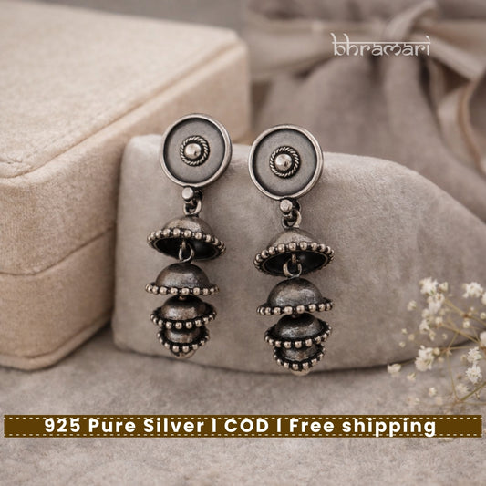 Silver 3 Layer Traditional Jhumki