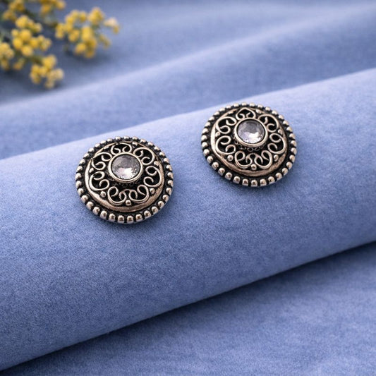 Silver Cutstone-InCircle Stud