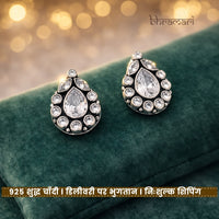 Silver CutStone-TearDrop-White