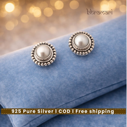 Silver RoundStud-Pearl