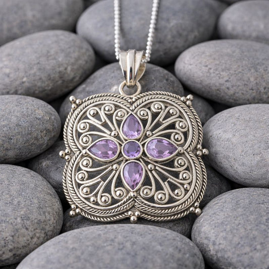 Amethyst Silver Pendant
