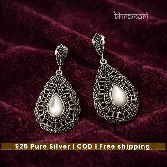 Silver SwissMarka Moonstone Jhumka