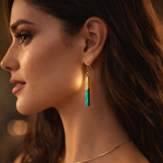 18kt Gold plated Turquoise Bar